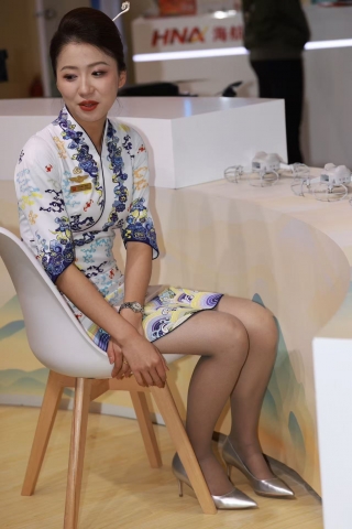 Cata海航空姐灰丝细高跟