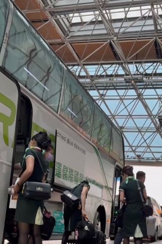 巧遇一群黑丝空姐下车